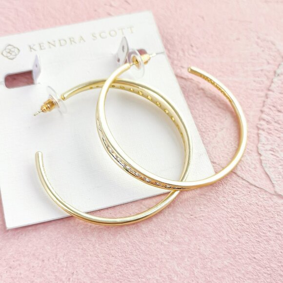 Authentic Kendra Scott Selena Gold Hoop Earrings - Picture 3 of 3